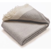 Atlantic Blankets 100% Wolle - Grau Fischgrätenmuster 130 x 150 cm