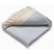Atlantic Blankets 100% Wolle - Hellblau Fischgrätenmuster 130 x 200 cm