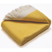 Atlantic Blankets 100% Wool Blanket - Yellow Herringbone 130 x 200 cm
