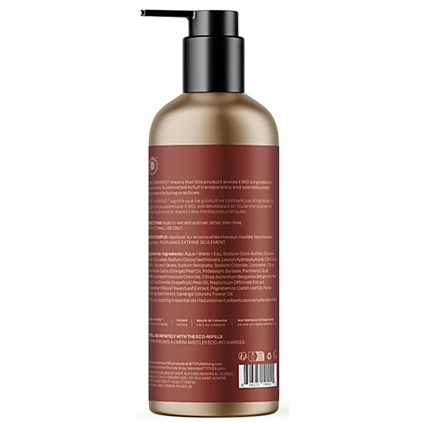 ATTITUDE Shampoo & Duschgel Für Kinder – EWG Zertifiziert, Vegan, Mit Wassermelonen-Kokos-Duft, Nachfüllbar