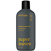 Attitude Super Leaves 2 in 1 Shampoo & Duschgel für Manner Ginseng & Traubenkernöl