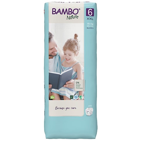 Bambo Nature Windeln - XL Plus - Größe 6 - Jumbo Packung mit 40 Windeln