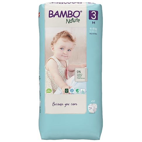 Bambo Nature Windeln - Midi - Größe 3 - Jumbo Pack mit 52 Windeln