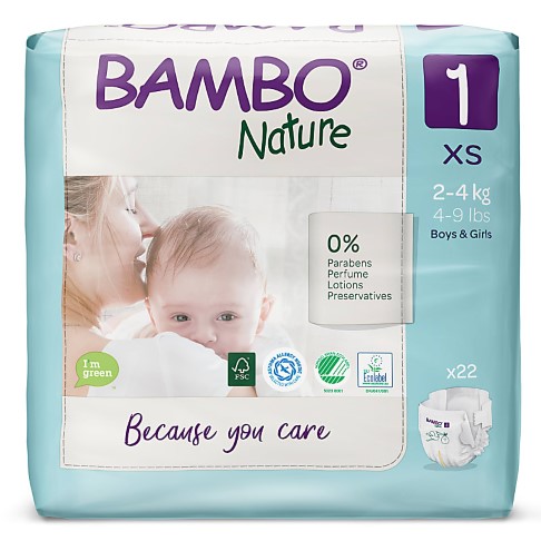 Bambo Nature Windeln - New Born - Größe 1 - Packung mit 22 Windeln