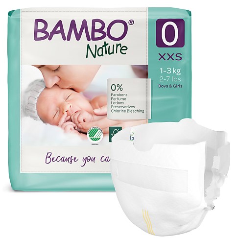 Bambo Nature Windeln - Frühgeborene - Größe 0 - Packung mit 24 Windeln