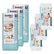 Bambo Nature Windel Größe 4 (144 Stück) + Feuchttücher (150 Stück)