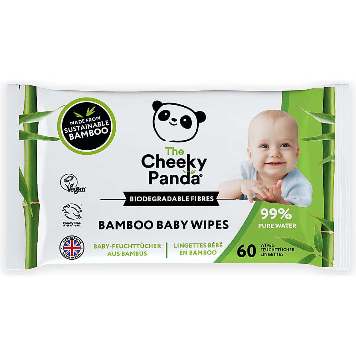 The Cheeky Panda Bamboo Baby Wipes Baby Pflegetucher biologisch abbaubar