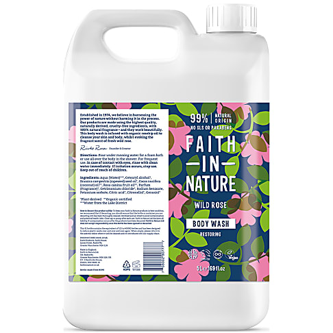 Faith in Nature Wild Rose Duschgel & Schaumbad 5L