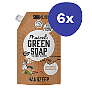 Marcel's Green Soap Handseife Sandelholz & Kardamom Beutel (6x 500ml)