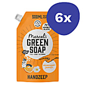 Marcel's Green Soap Handseife Orange & Jasmin Beutel (6x 500ml)