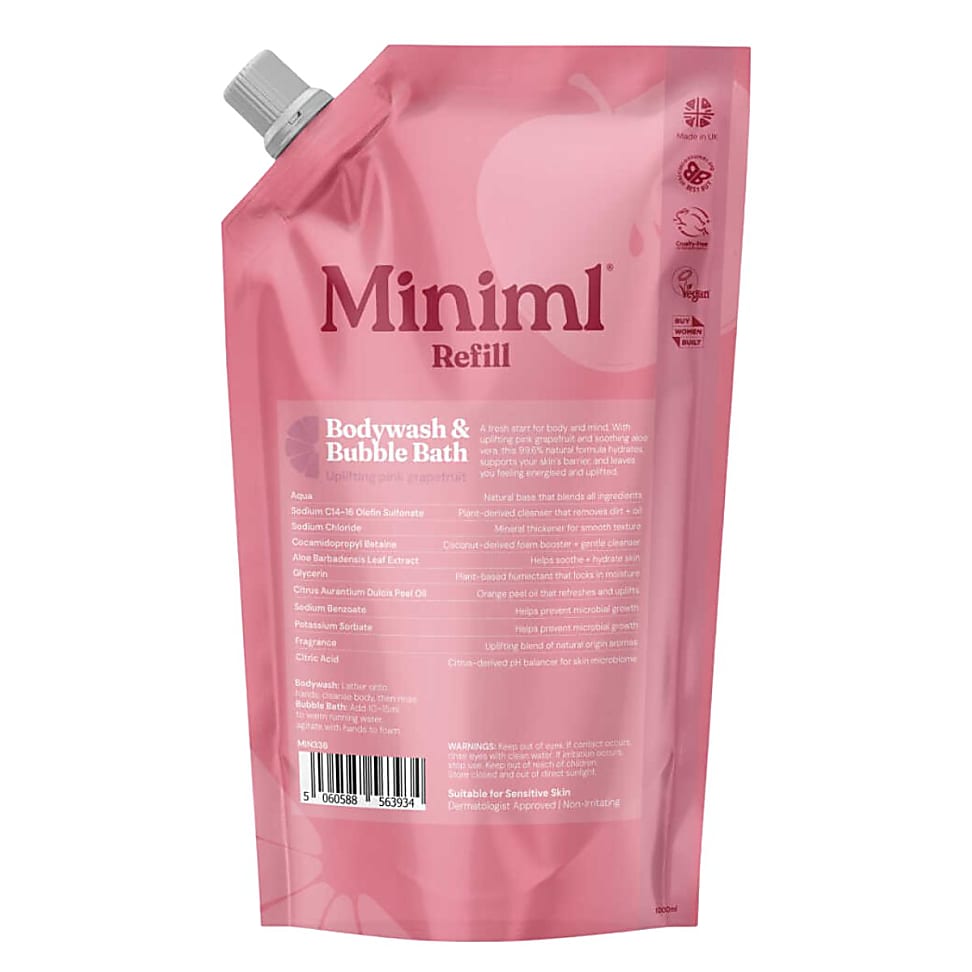Miniml Duschgel & Schaumbad Pink Grapefruit & Aloe Vera - 1L Nachfü...