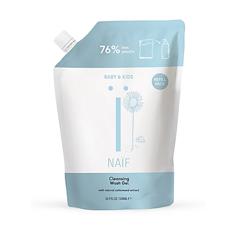 NAÏF Cleansing Wash Gel Baby & Kids - Reinigendes Waschgel 500ml Nachfüllpackung