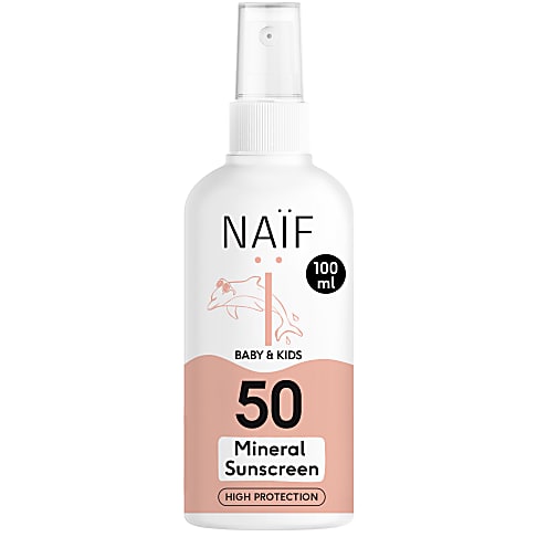 NAÏF Mineral Sunscreen Spray Baby & Kids SPF50 - Wasserfestes Sonnenschutz Spray