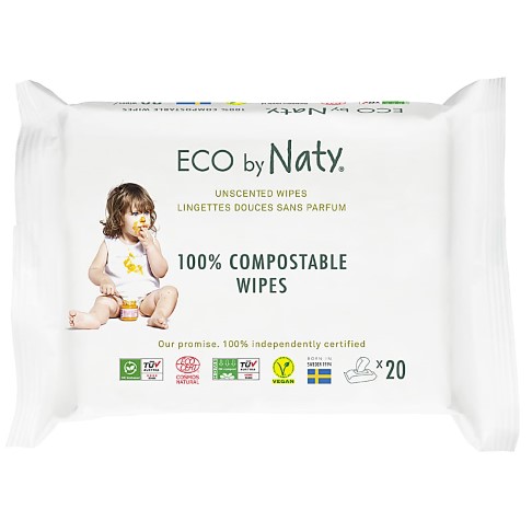 Eco by Naty Sensitive Baby-Pflegetücher - ohne Duftstoffe / Reisepackung
