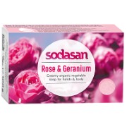 Sodasan Seifenstück Rose & Geranium 100g