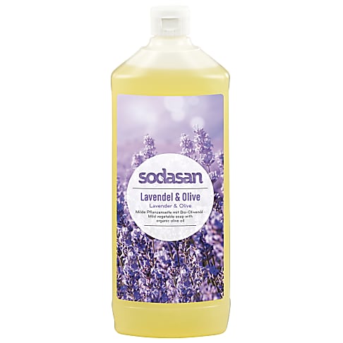 Bild von Sodasan milde Pflanzenseife Lavendel & Olive Nachfüllpackung 1L