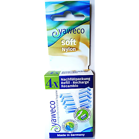 Yaweco Ersatzköpfe für die Zahnbürste - Nylon Soft (4 Ersatzköpfe)